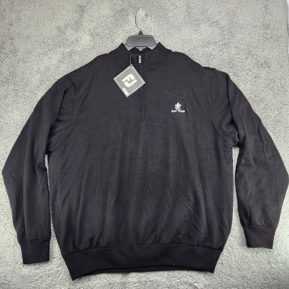 FootJoy Lined Merino Wool Sweater 1/2 Zip Mens Size 2XL Black Golf Pullover